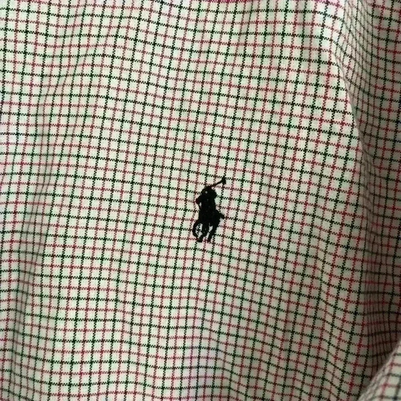 Ralph Lauren XL Button Down Shirt Mens White Windowpane Plaid Black Red - Picture 5 of 5